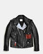 COACH®,MICKEY MOTO JACKET,Leather,Black,Front View