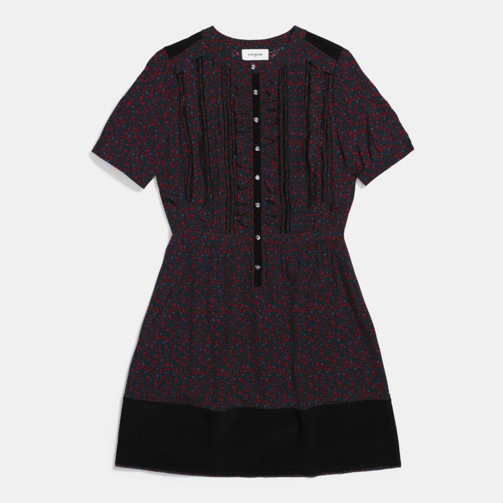 Floral Silk Ruffle Dress