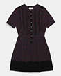 COACH®,FLORAL SILK RUFFLE DRESS,Silk,Persimmon/Black,Scale View