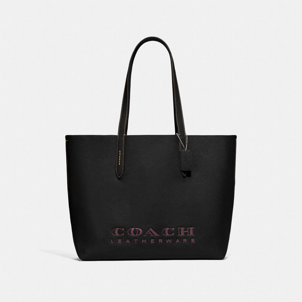 COACH®,HIGHLINE TOTE,Leather,Large,Gold/Black,Front View