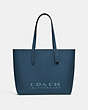 COACH®,HIGHLINE TOTE,Leather,Large,Silver/DARK DENIM,Front View