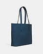 COACH®,HIGHLINE TOTE,Leather,Large,Silver/DARK DENIM,Angle View