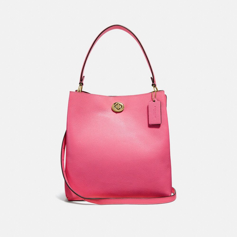 COACH®,CHARLIE BUCKET BAG,Large,Brass/Confetti Pink,Front View