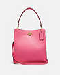COACH®,CHARLIE BUCKET BAG,Pebbled Leather,Large,Brass/Confetti Pink,Front View