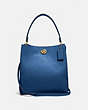 COACH®,CHARLIE BUCKET BAG,Pebbled Leather,Large,Brass/Deep Blue,Front View