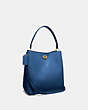 COACH®,CHARLIE BUCKET BAG,Pebbled Leather,Large,Brass/Deep Blue,Angle View