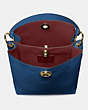 COACH®,CHARLIE BUCKET BAG,Pebbled Leather,Large,Brass/Deep Blue,Inside View,Top View