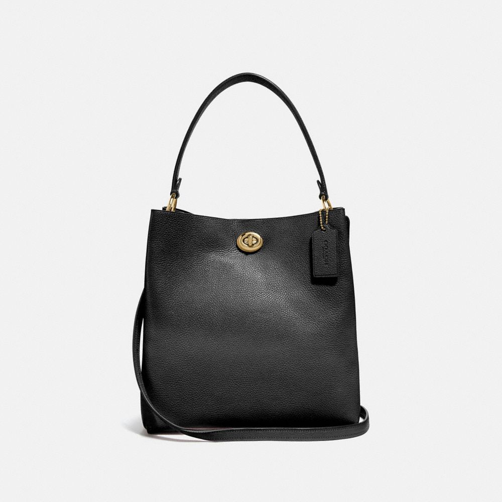 COACH®,SAC SEAU CHARLIE,Cuir galet,Or/Noir,Front View