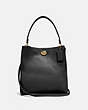 COACH®,CHARLIE BUCKET BAG,Pebbled Leather,Large,Gold/Black,Front View