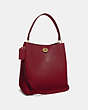 COACH®,CHARLIE BUCKET BAG,Pebbled Leather,Large,Gold/Deep Red,Angle View