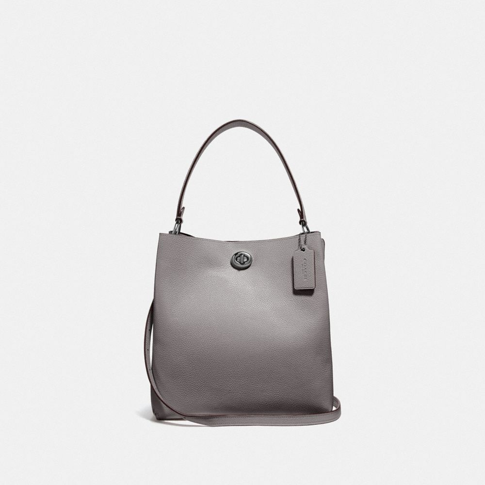 COACH®,CHARLIE BUCKET BAG,Large,Gunmetal/Heather Grey,Front View image number 0
