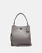 COACH®,CHARLIE BUCKET BAG,Pebbled Leather,Large,Gunmetal/Heather Grey,Front View