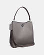 COACH®,CHARLIE BUCKET BAG,Pebbled Leather,Large,Gunmetal/Heather Grey,Angle View