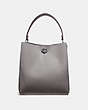 COACH®,CHARLIE BUCKET BAG,Pebbled Leather,Large,Gunmetal/Heather Grey,Back View