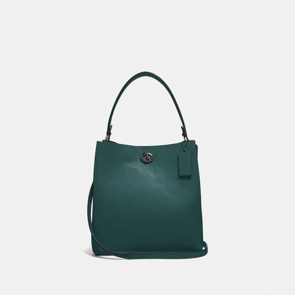 COACH®,CHARLIE BUCKET BAG,Large,Gunmetal/Dark Turquoise,Front View