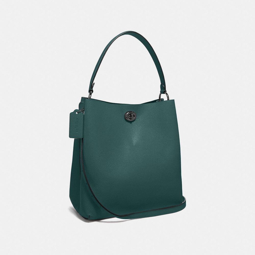 COACH®,CHARLIE BUCKET BAG,Large,Gunmetal/Dark Turquoise,Angle View
