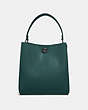 COACH®,CHARLIE BUCKET BAG,Pebbled Leather,Large,Gunmetal/Dark Turquoise,Back View