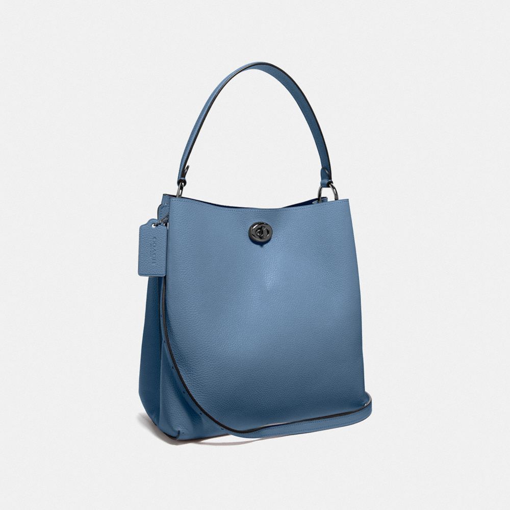 COACH®,CHARLIE BUCKET BAG,Large,Gunmetal/Stone Blue,Angle View