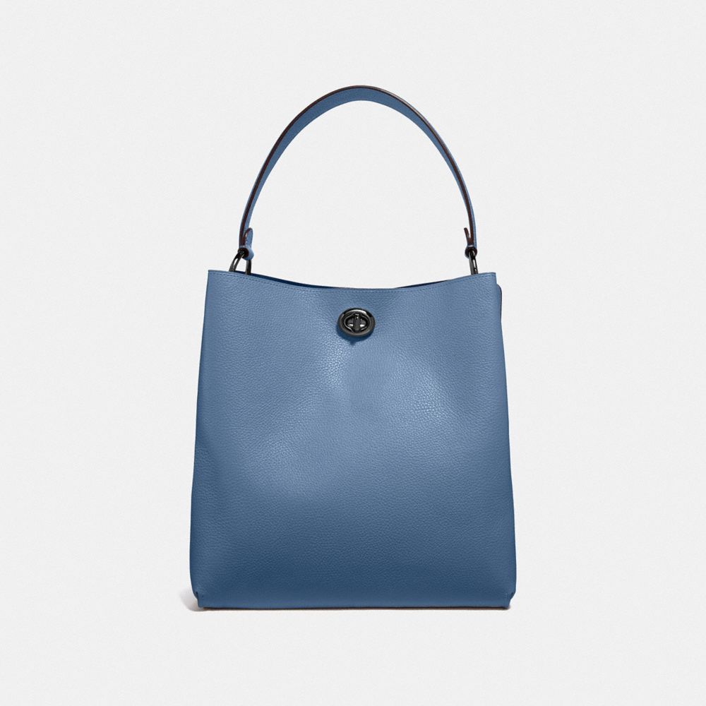 COACH®,CHARLIE BUCKET BAG,Large,Gunmetal/Stone Blue,Back View