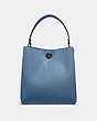 COACH®,CHARLIE BUCKET BAG,Pebbled Leather,Large,Gunmetal/Stone Blue,Back View