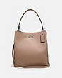 COACH®,CHARLIE BUCKET BAG,Pebbled Leather,Large,Light Antique Nickel/Taupe,Front View