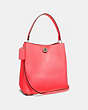 COACH®,CHARLIE BUCKET BAG,Pebbled Leather,Large,Silver/Bright Coral,Angle View