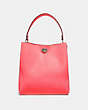 COACH®,CHARLIE BUCKET BAG,Pebbled Leather,Large,Silver/Bright Coral,Back View