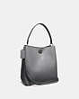 COACH®,CHARLIE BUCKET BAG,Pebbled Leather,Large,Pewter/Granite,Angle View