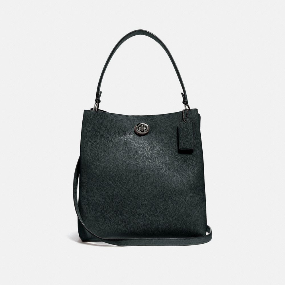 COACH®,CHARLIE BUCKET BAG,Large,Pewter/Pine Green,Front View