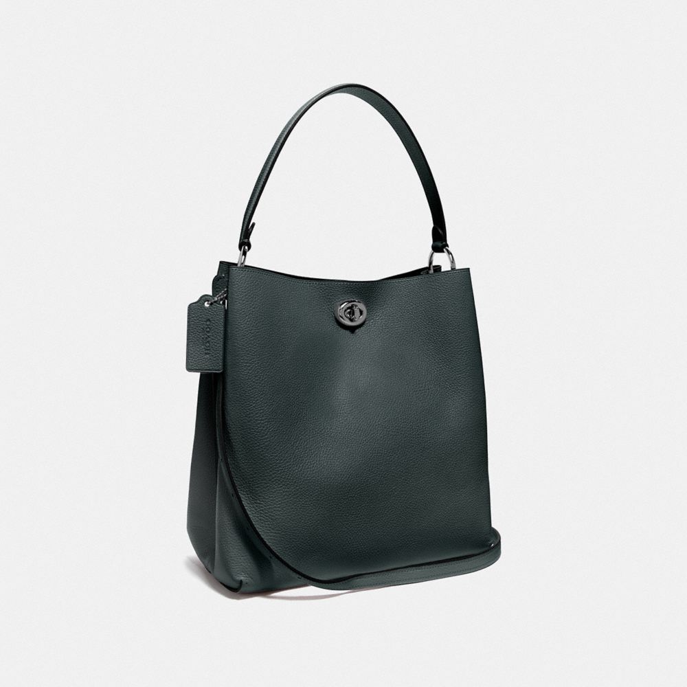COACH®,CHARLIE BUCKET BAG,Large,Pewter/Pine Green,Angle View