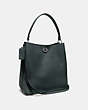 COACH®,CHARLIE BUCKET BAG,Pebbled Leather,Large,Pewter/Pine Green,Angle View