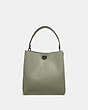 COACH®,CHARLIE BUCKET BAG,Pebbled Leather,Large,Pewter/Light Fern,Back View