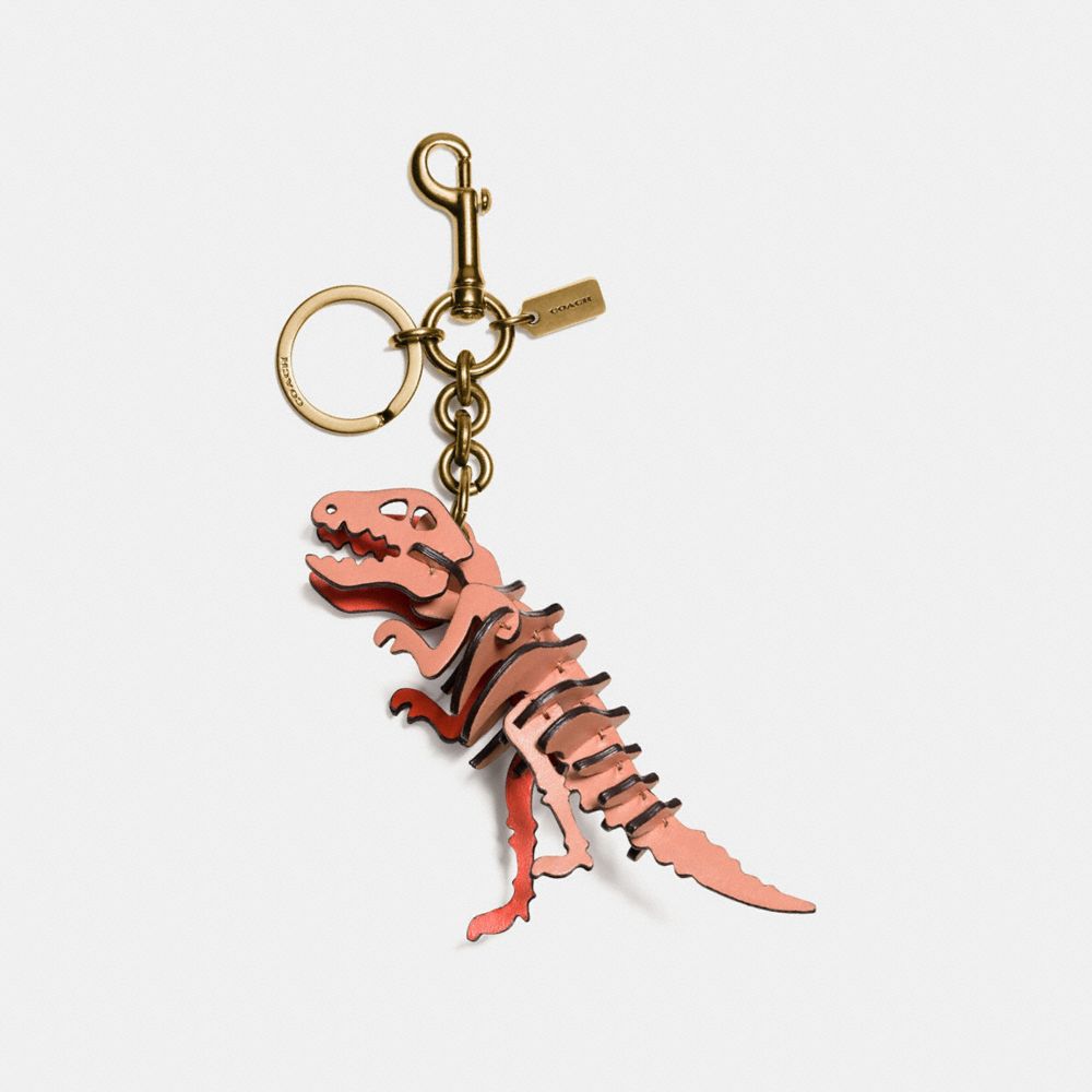 COACH®,SMALL REXY BAG CHARM,Metal Leather,GD/Sunrise Pepper,Front View