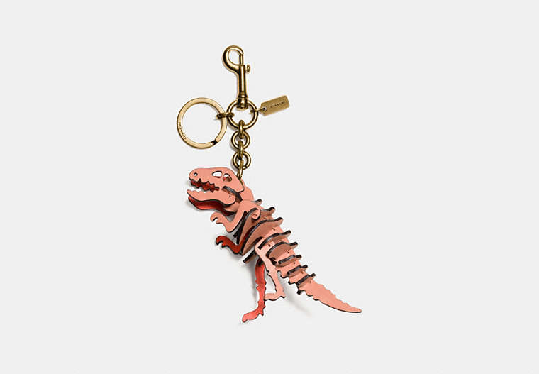 COACH®,SMALL REXY BAG CHARM,Metal Leather,GD/Sunrise Pepper,Front View