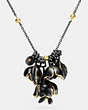 COACH®,GILDED TEA ROSE NECKLACE,Plated Brass,Black/Gold,Front View