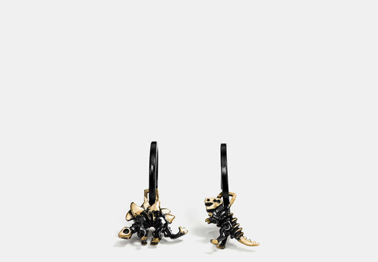 COACH®,COACH BEASTS HOOP EARRINGS,Plated Brass,Black/Gold,Front View