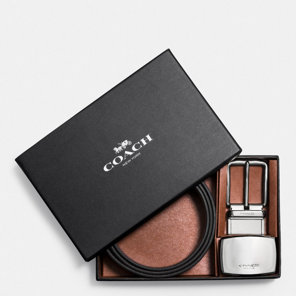 COACH®,Boxed Plaque And Harness Buckle Cut To Size Reversible Belt, 38 Mm,,Front View