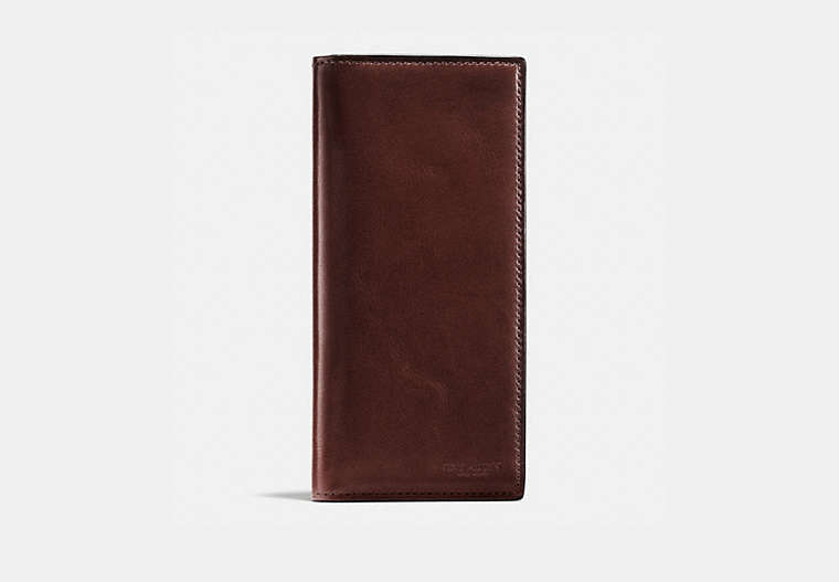 COACH®,BOXED BREAST POCKET WALLET,Leather,Mahogany Brown,Front View