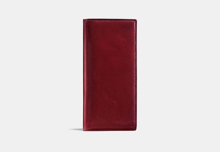 COACH®,BOXED BREAST POCKET WALLET IN WATER BUFFALO LEATHER,Cuir,Rouille,Front View