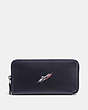 COACH®,ACCORDION WALLET WITH ROCKET SHIP,Leather,NAVY,Front View