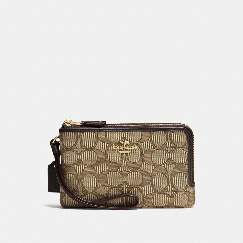 Double Corner Zip Wristlet In Signature Jacquard