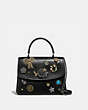 COACH®,PARKER TOP HANDLE WITH VINTAGE JEWELRY,Leather,Medium,Pewter/Black,Front View