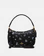 COACH®,SUTTON CROSSBODY WITH FLORAL PRINT,Leather,Small,Gold/Black,Front View
