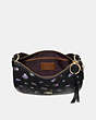 COACH®,SUTTON CROSSBODY WITH FLORAL PRINT,Leather,Small,Gold/Black,Inside View,Top View