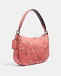 COACH®,SUTTON CROSSBODY WITH FLORAL PRINT,Leather,Small,Silver/Bright Coral,Angle View
