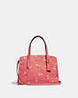 COACH®,CHARLIE CARRYALL 28 WITH FLORAL PRINT,Leather,Medium,Silver/Bright Coral,Front View