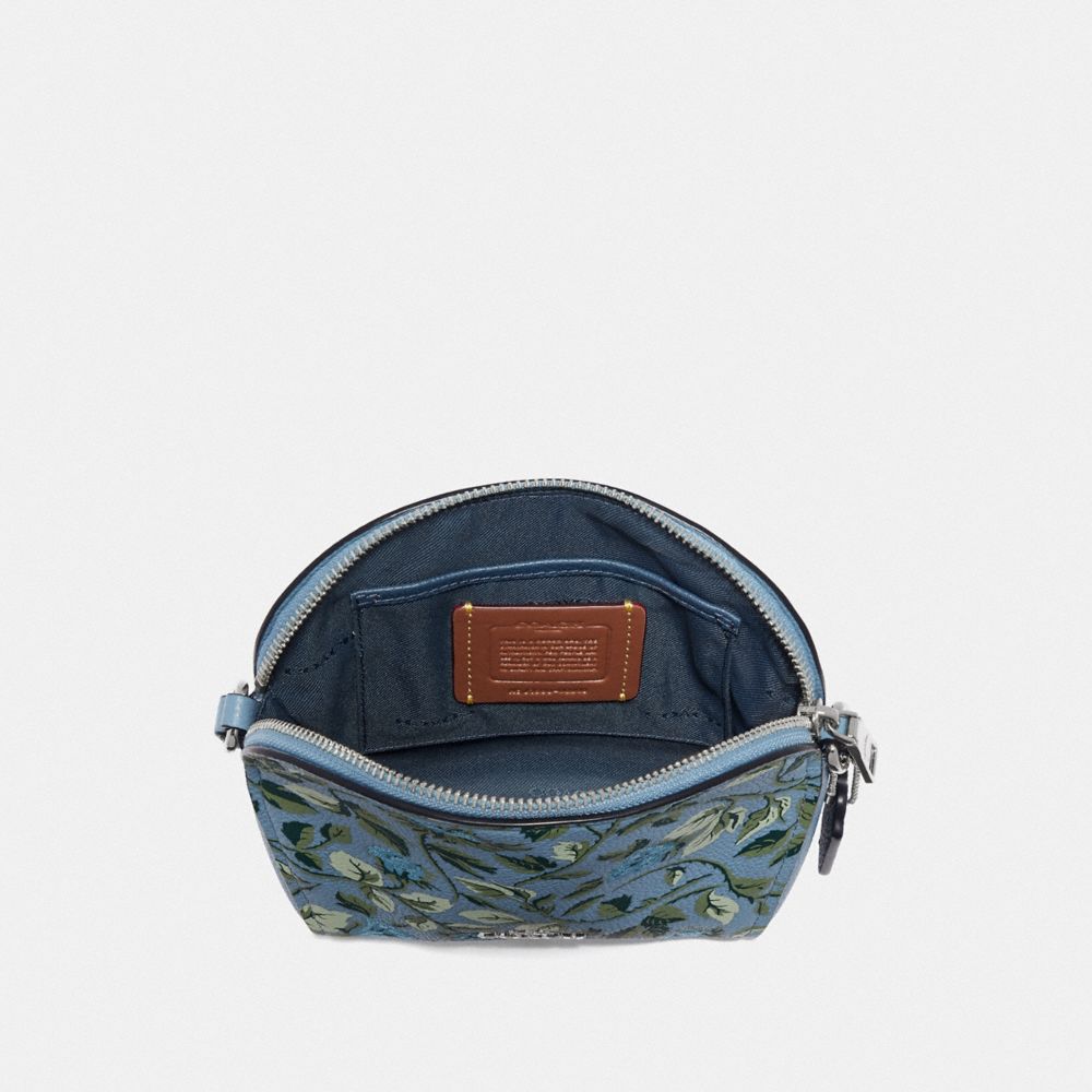 COACH®,FARROW CROSSBODY WITH FLORAL PRINT,Leather,Mini,Silver/Slate,Inside View,Top View