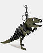 COACH®,LARGE REXY BAG CHARM,metalleather,Black/Olive Black,Front View