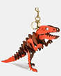 COACH®,LARGE REXY BAG CHARM,metalleather,Gold/Pepper Saddle,Front View