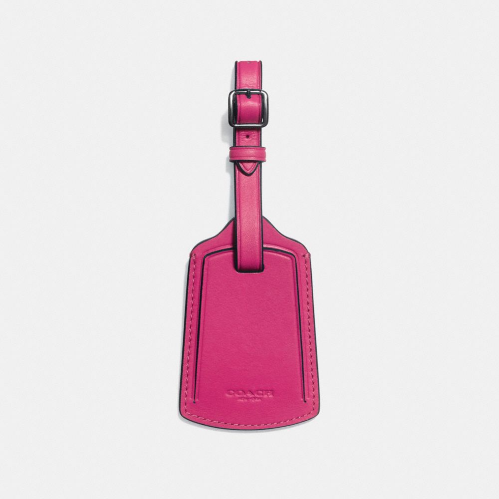 COACH®,LUGGAGE TAG,Leather,CERISE,Front View